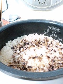 タコごはん17炊けた!この時はタコは上に乗っている状態。